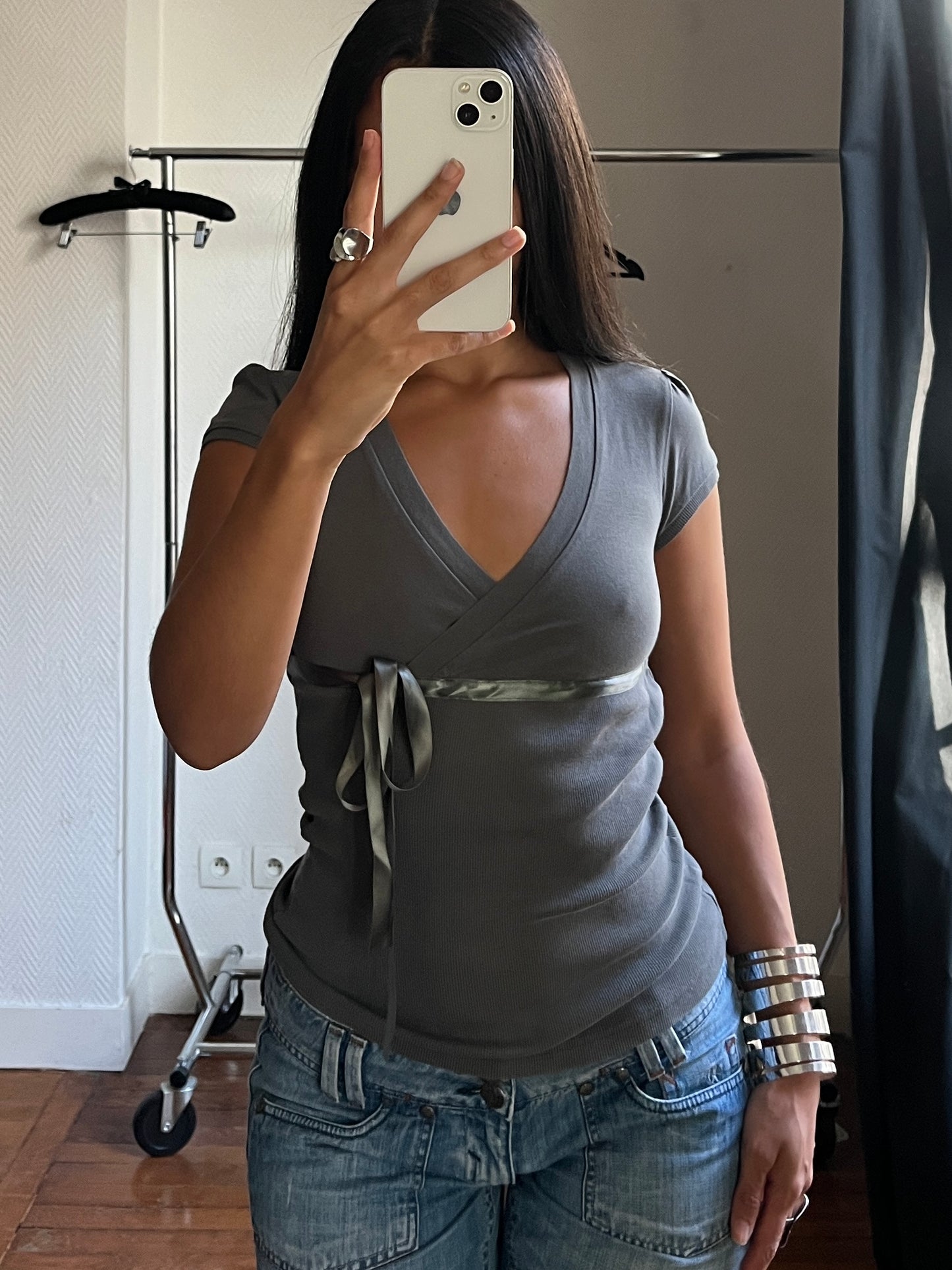 Vintage satin ribbon top