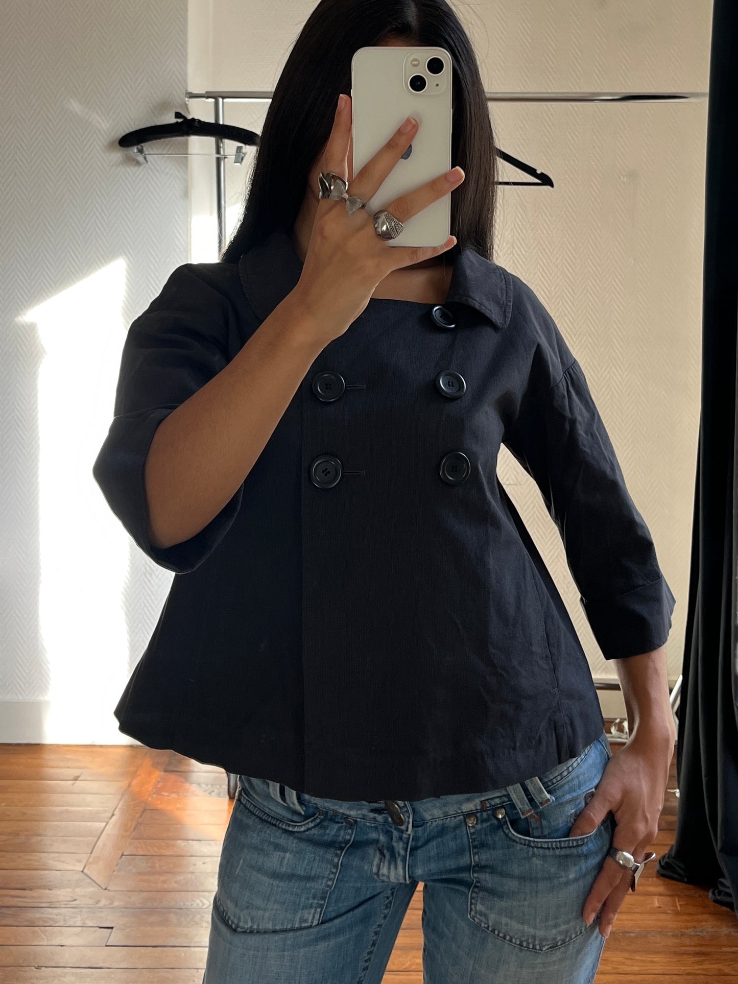 Vintage short buttoned trench coat