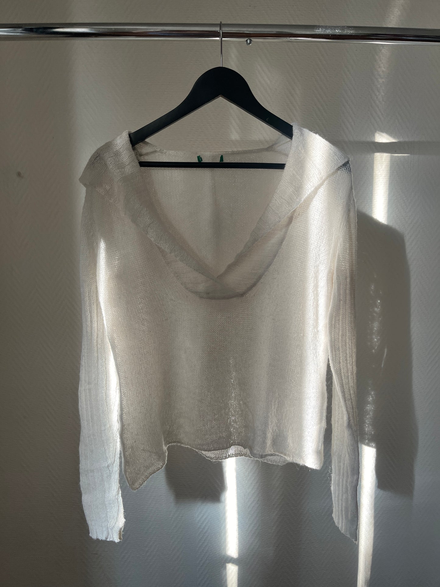 Vintage knitted hooded see-through top