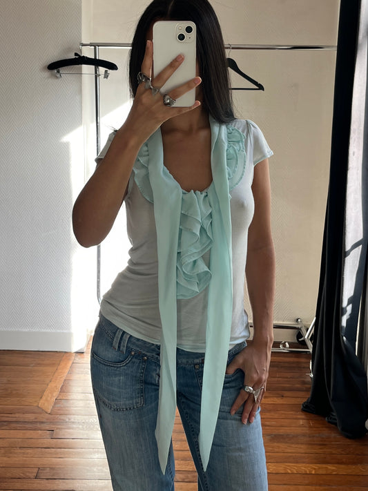 Vintage ruched light blue top