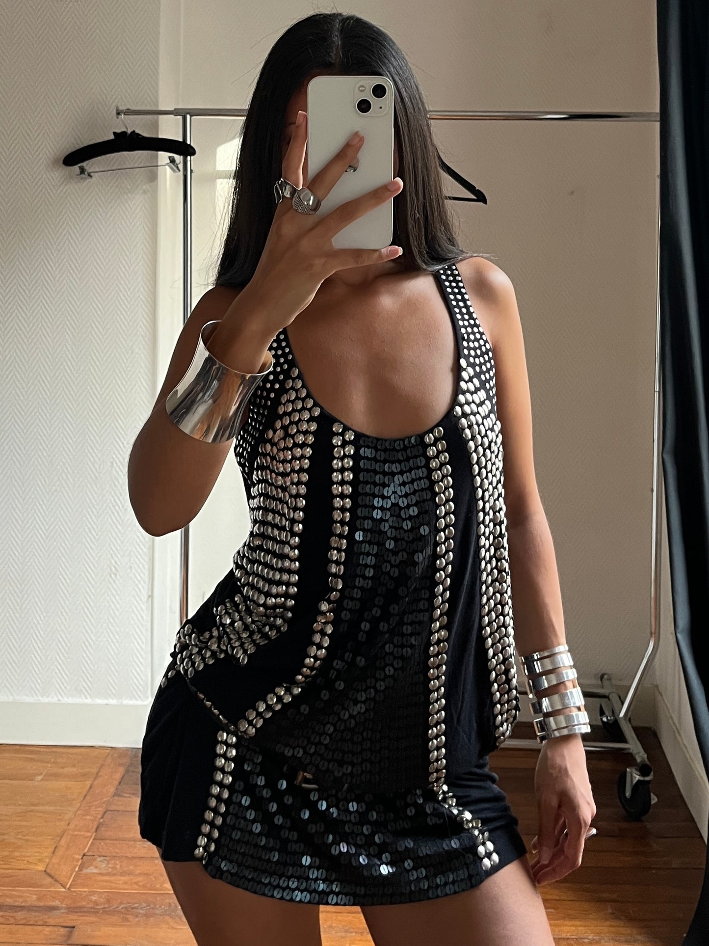 Vintage studded sequins party dress