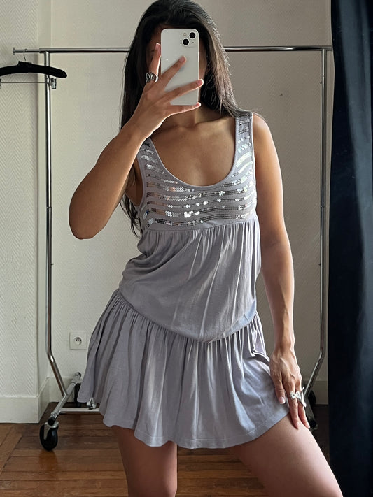 Vintage sequins draped party dress