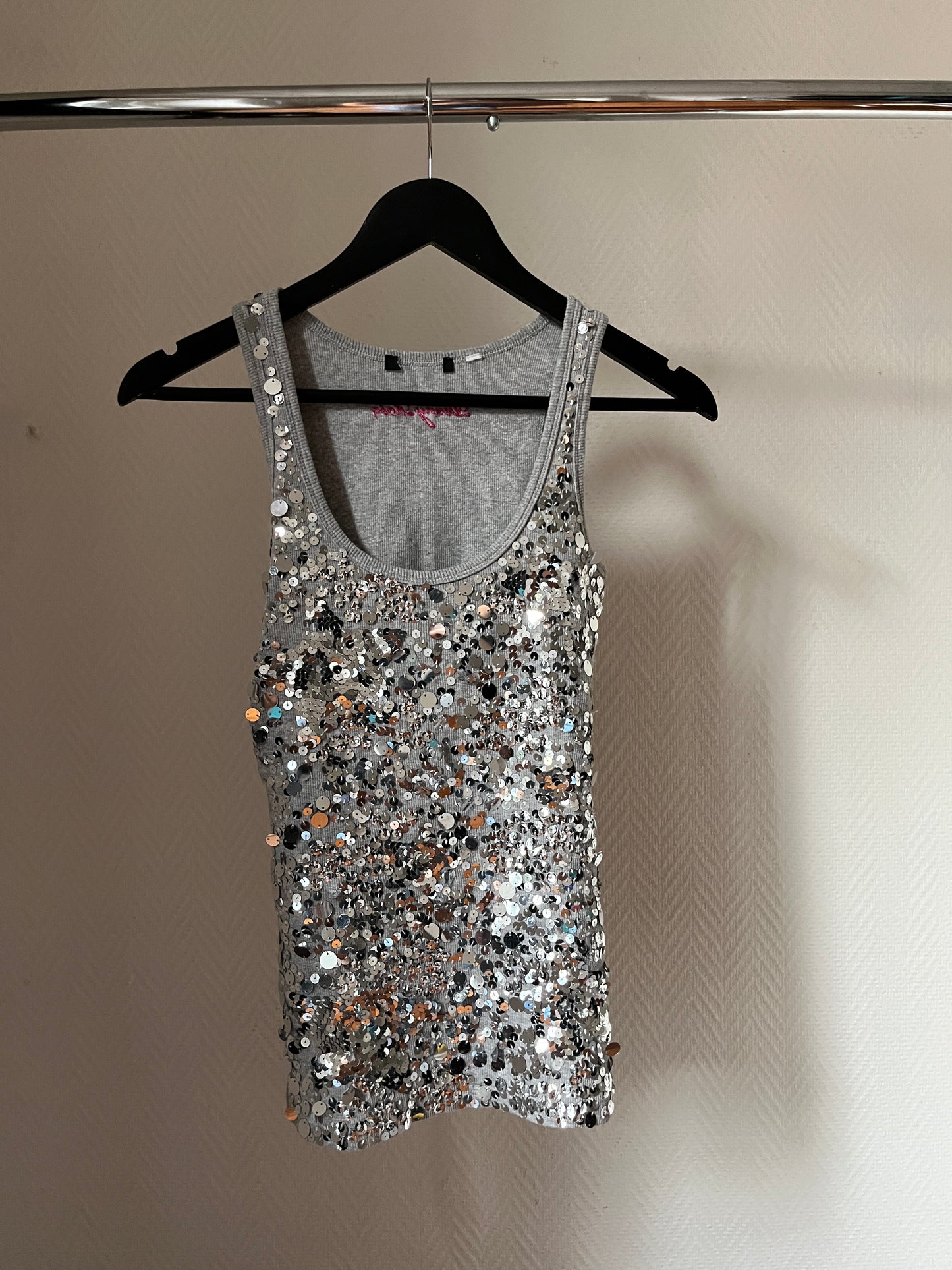 Vintage silver sequins party top