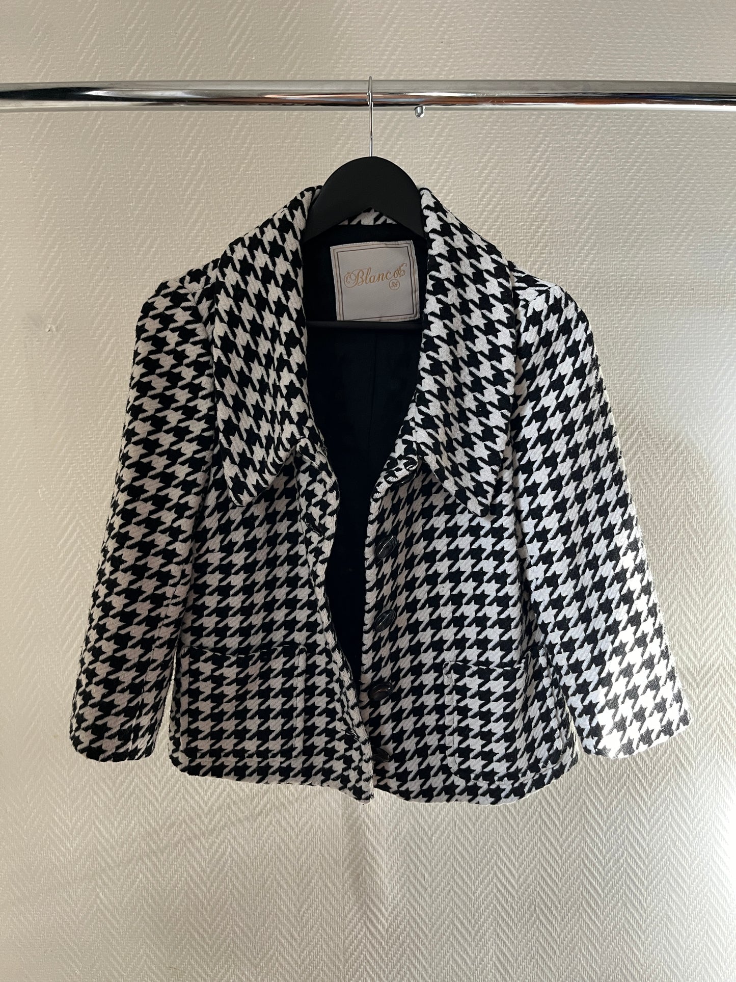 Vintage houndstooth 3/4 trench coat