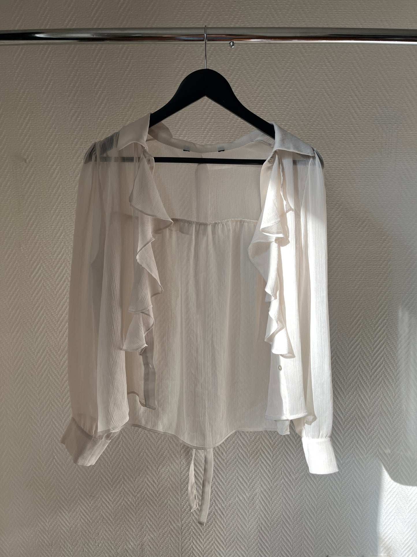Vintage ivory see through ruched blouse