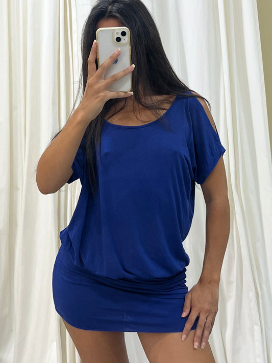 Vintage blue draped dress