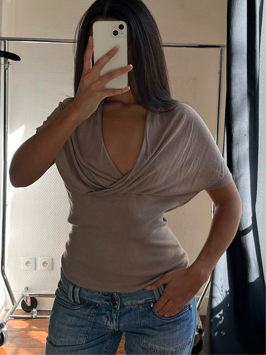 Vintage beige draped top