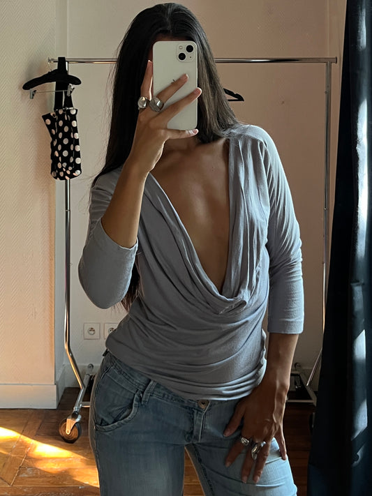 Vintage grey draped top