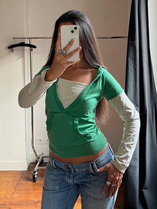 Vintage 2 in one hooded top