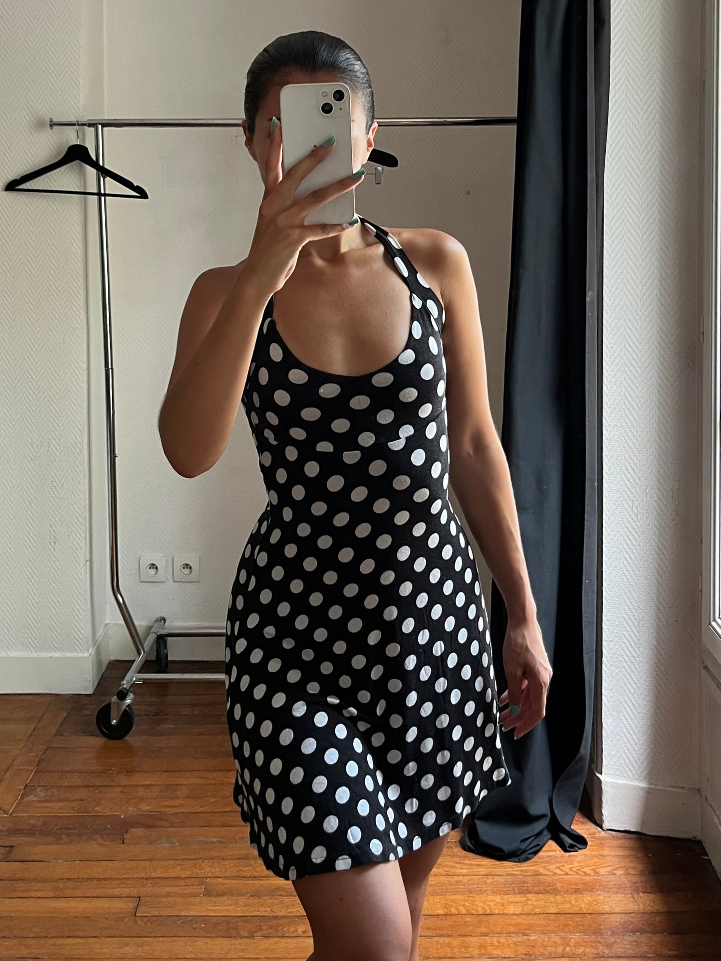 Vintage polka dot halter summer dress
