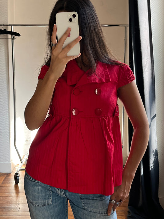 Vintage red short sleeve buttoned jacket