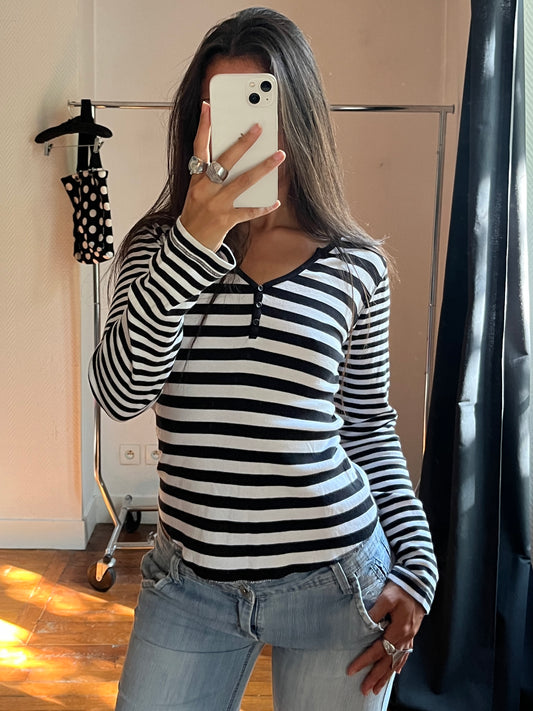 Vintage striped buttoned top