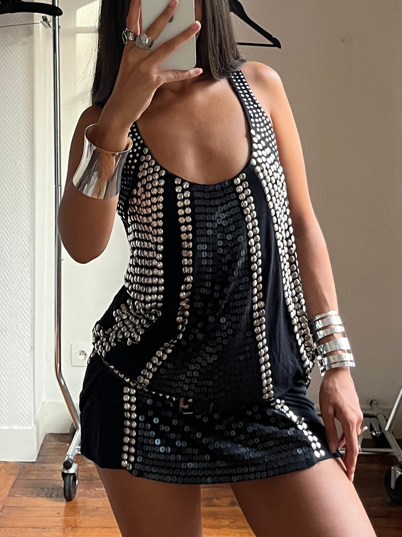 Vintage studded sequins party dress