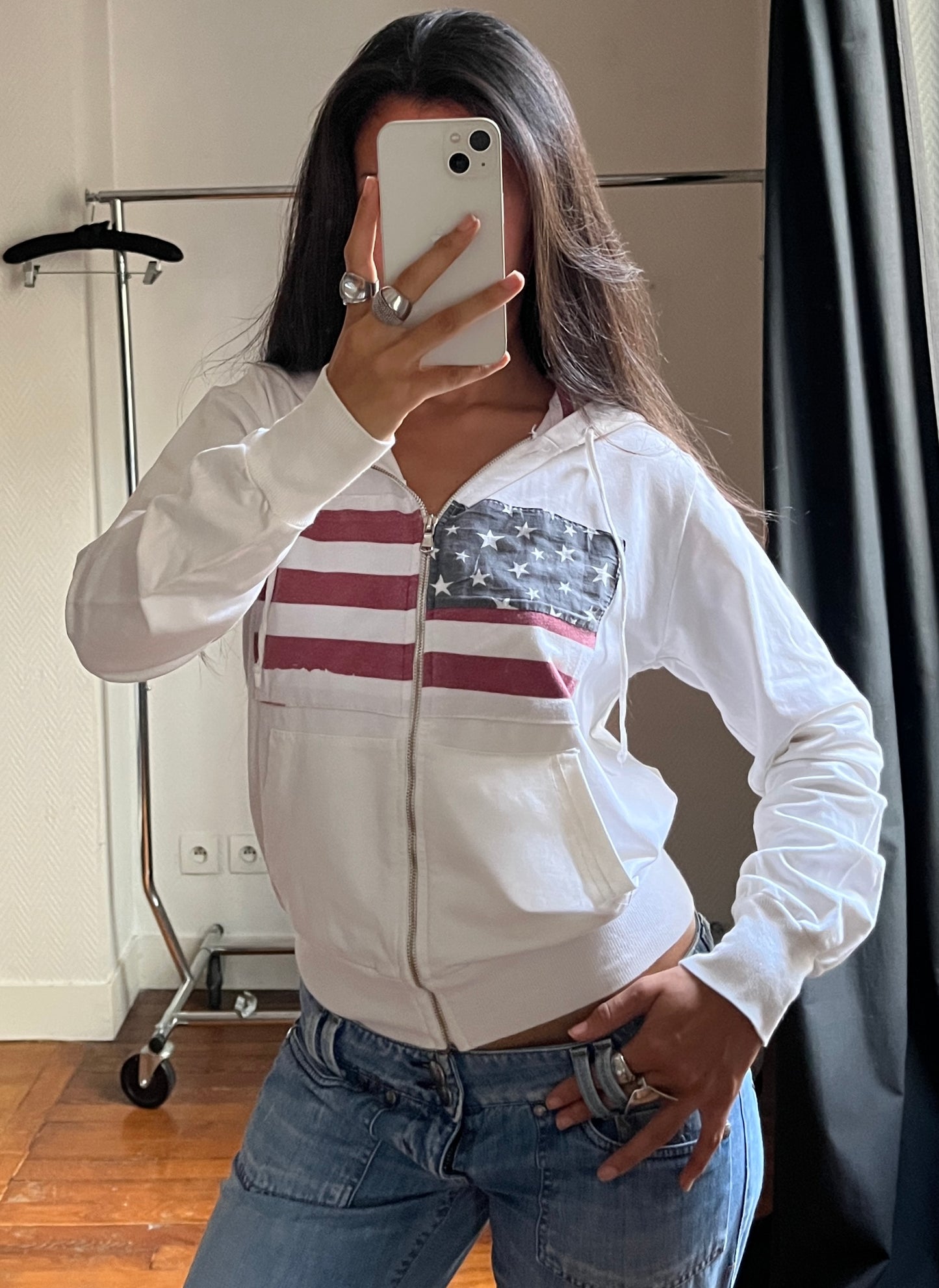 Vintage flag zip up jacket