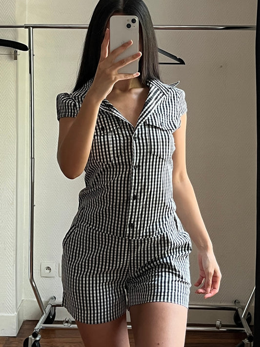 Vichy shirt playsuit