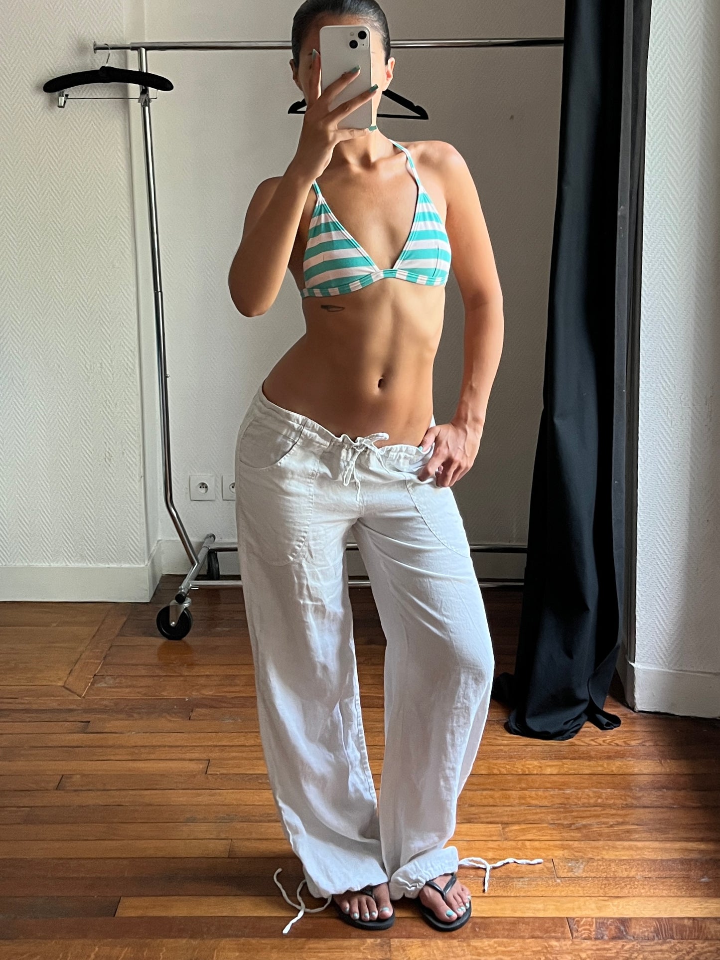 Vintage white linen summer pants