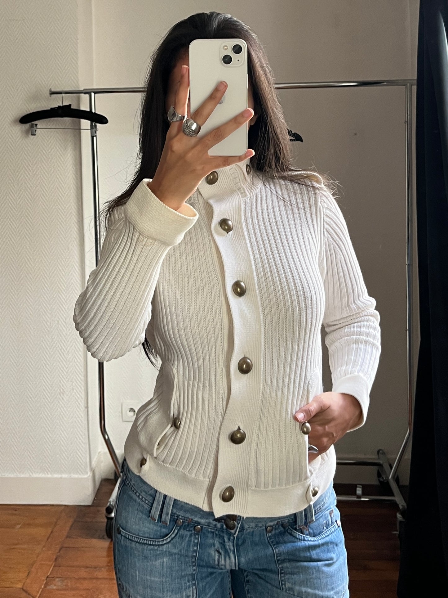 Vintage buttoned officer knitted jacket