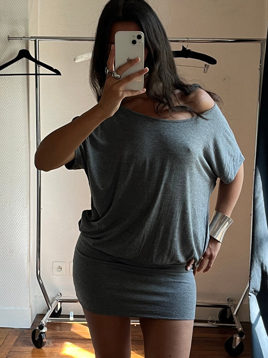 Vintage draped grey dress