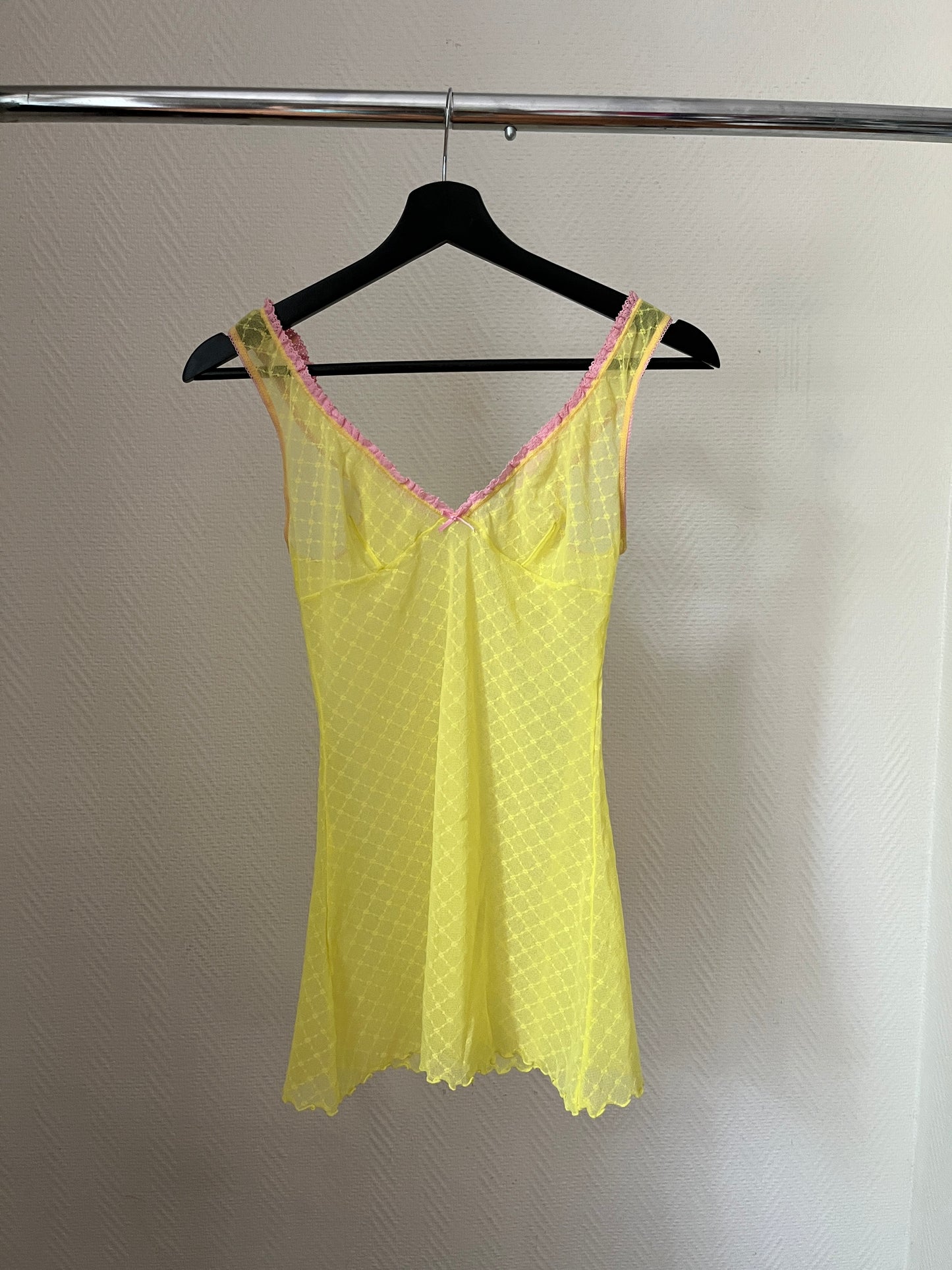 Vintage yellow see-through top/ mini nuisette