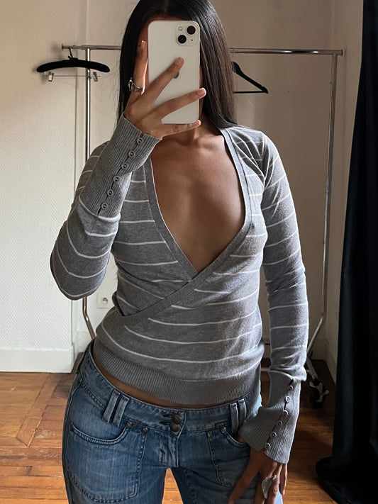 Vintage striped wrap up top