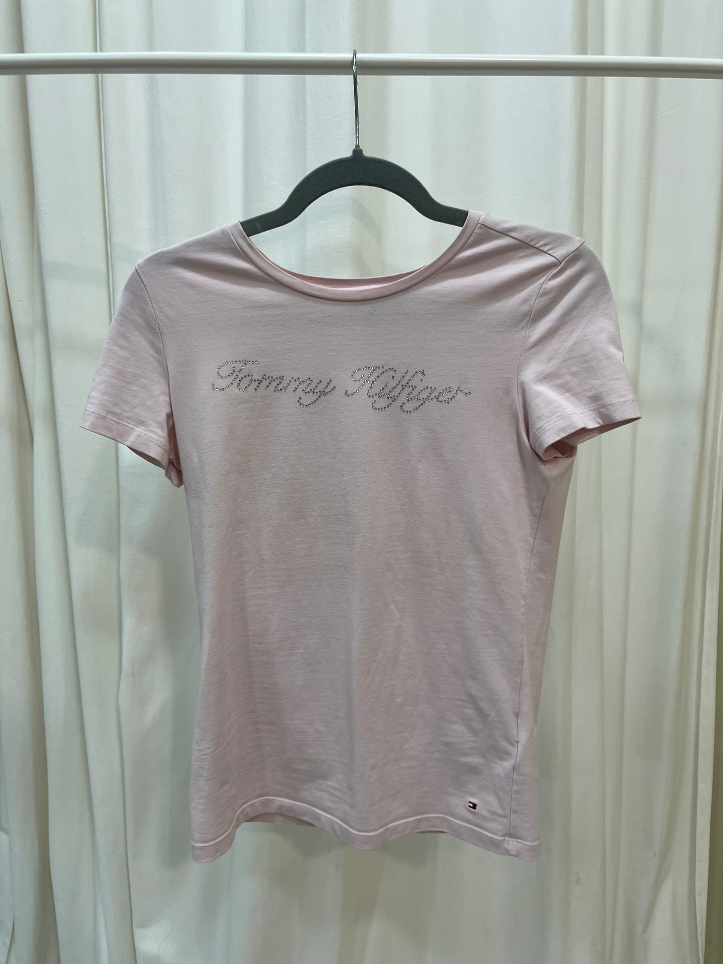 Vintage Tommy Hilfiger baby pink strass teea