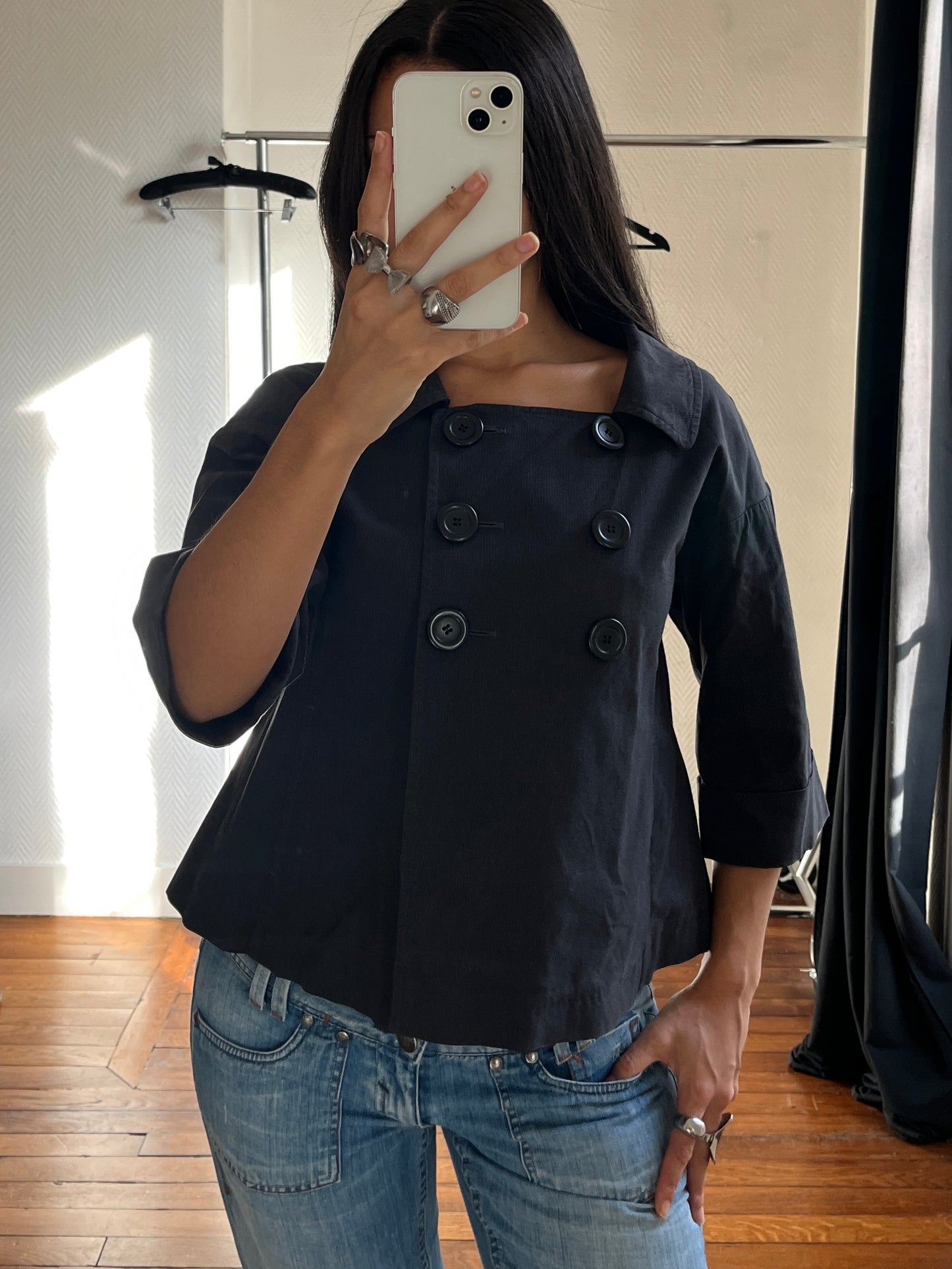 Vintage short buttoned trench coat