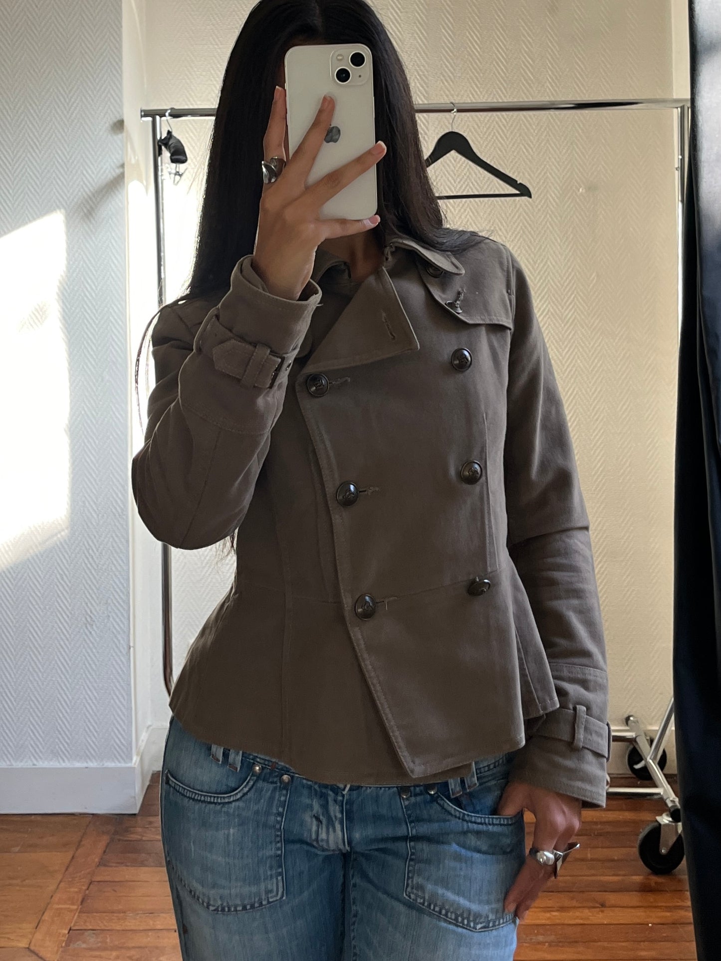 Vintage buttoned grey/khaki jacket