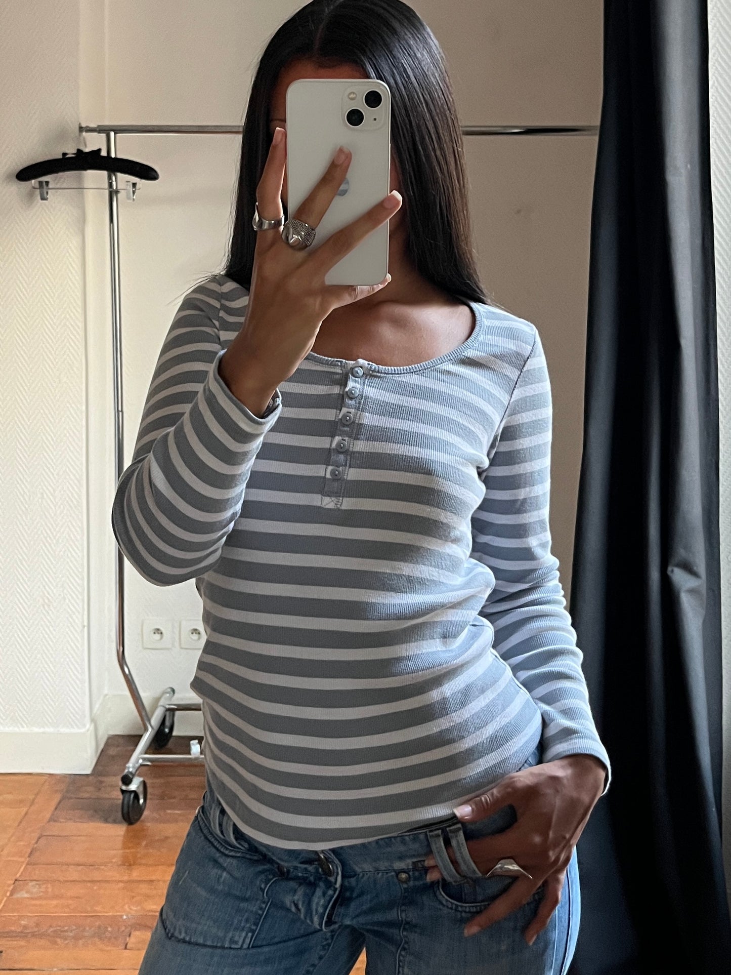 Vintage striped buttoned top