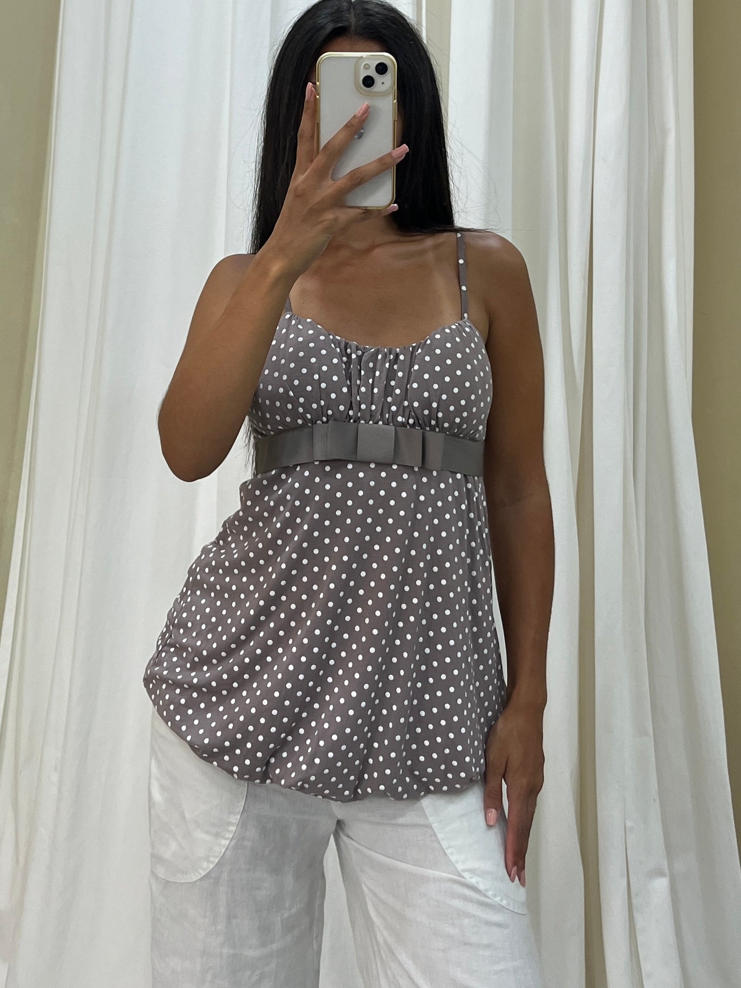 Vintage Polka dot grey top