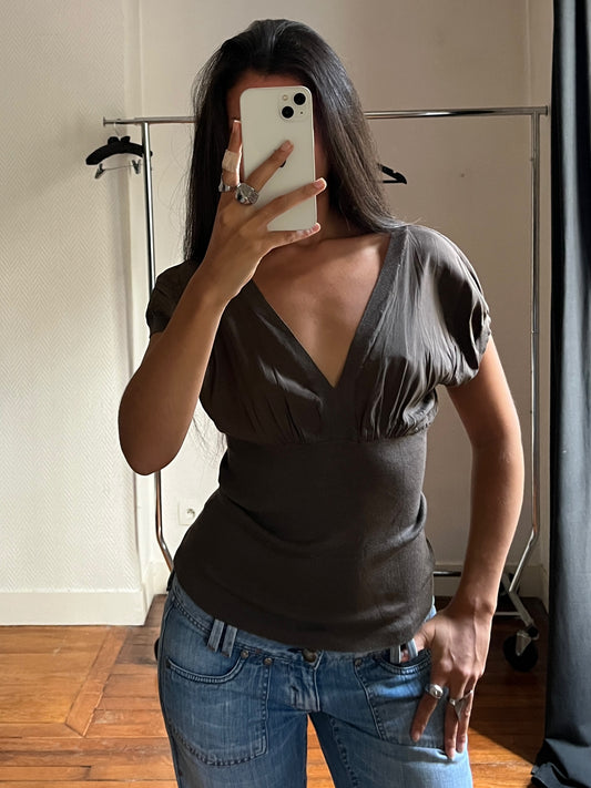 Vintage dark brown batwing top