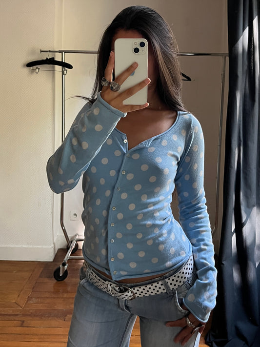 Vintage blue polka dot cardigan
