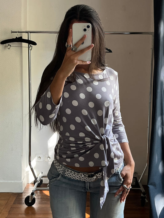 Vintage grey polka dot top