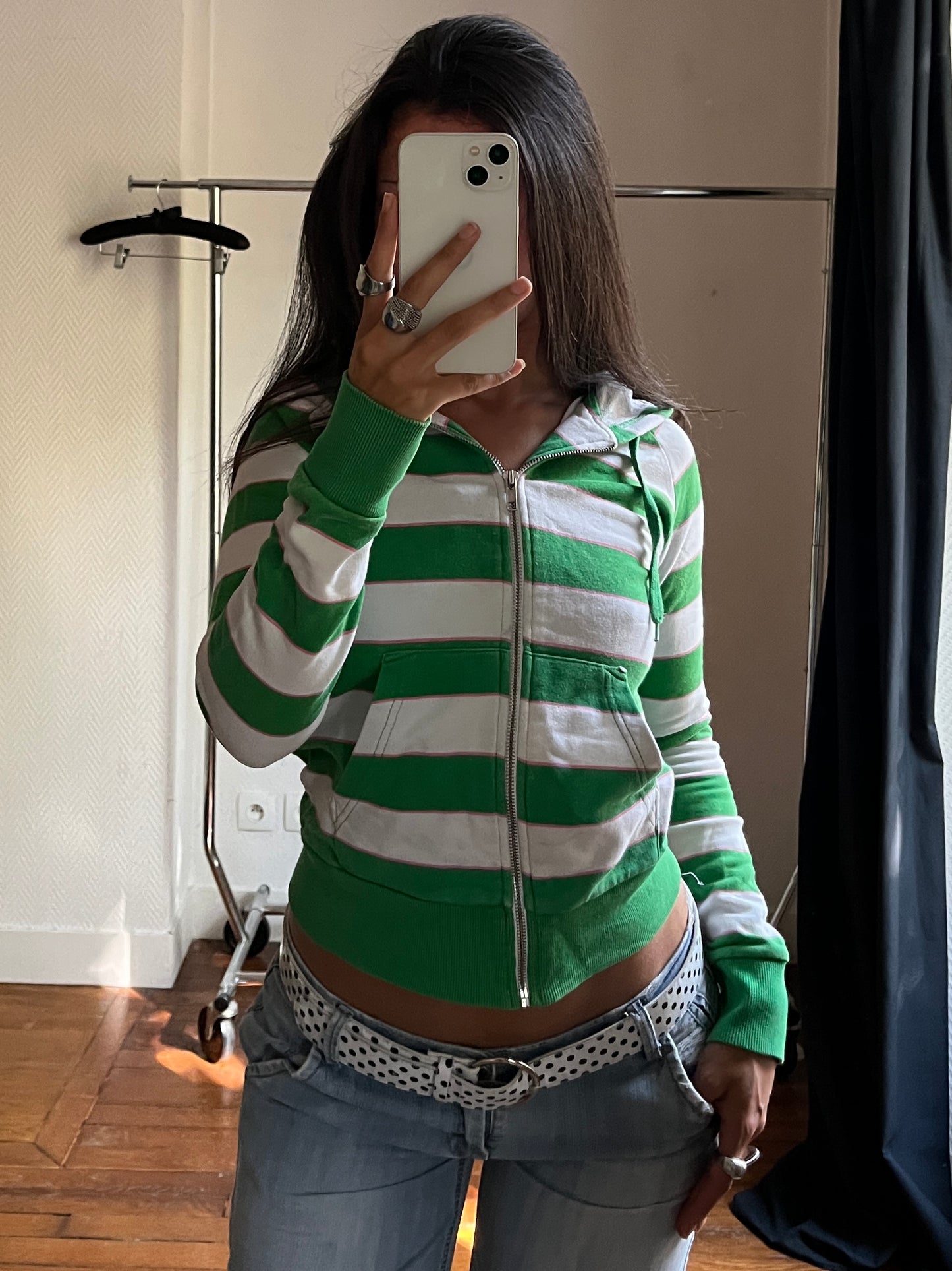 Vintage striped hooded jacket