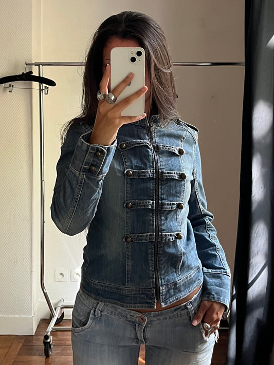 Vintage denim officer jacket