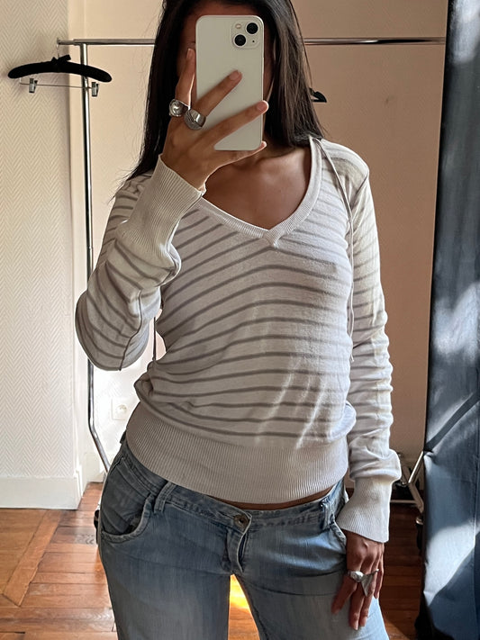 Vintage striped hooded pull over