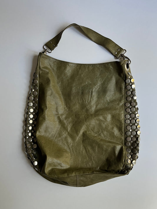 Vintage studded khaki bag
