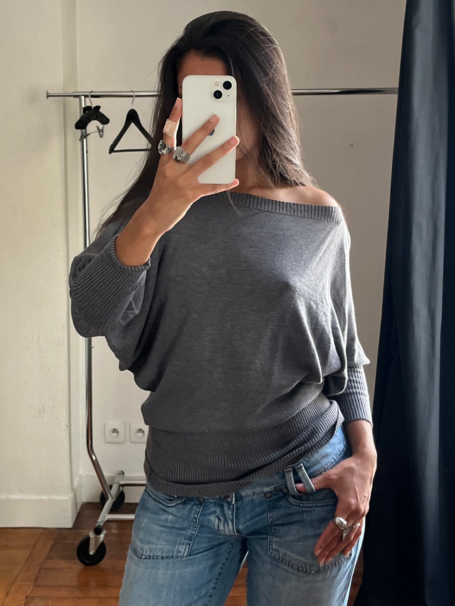 Vintage grey batwing pull over