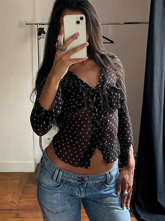 Vintage polka dot see-through shirt
