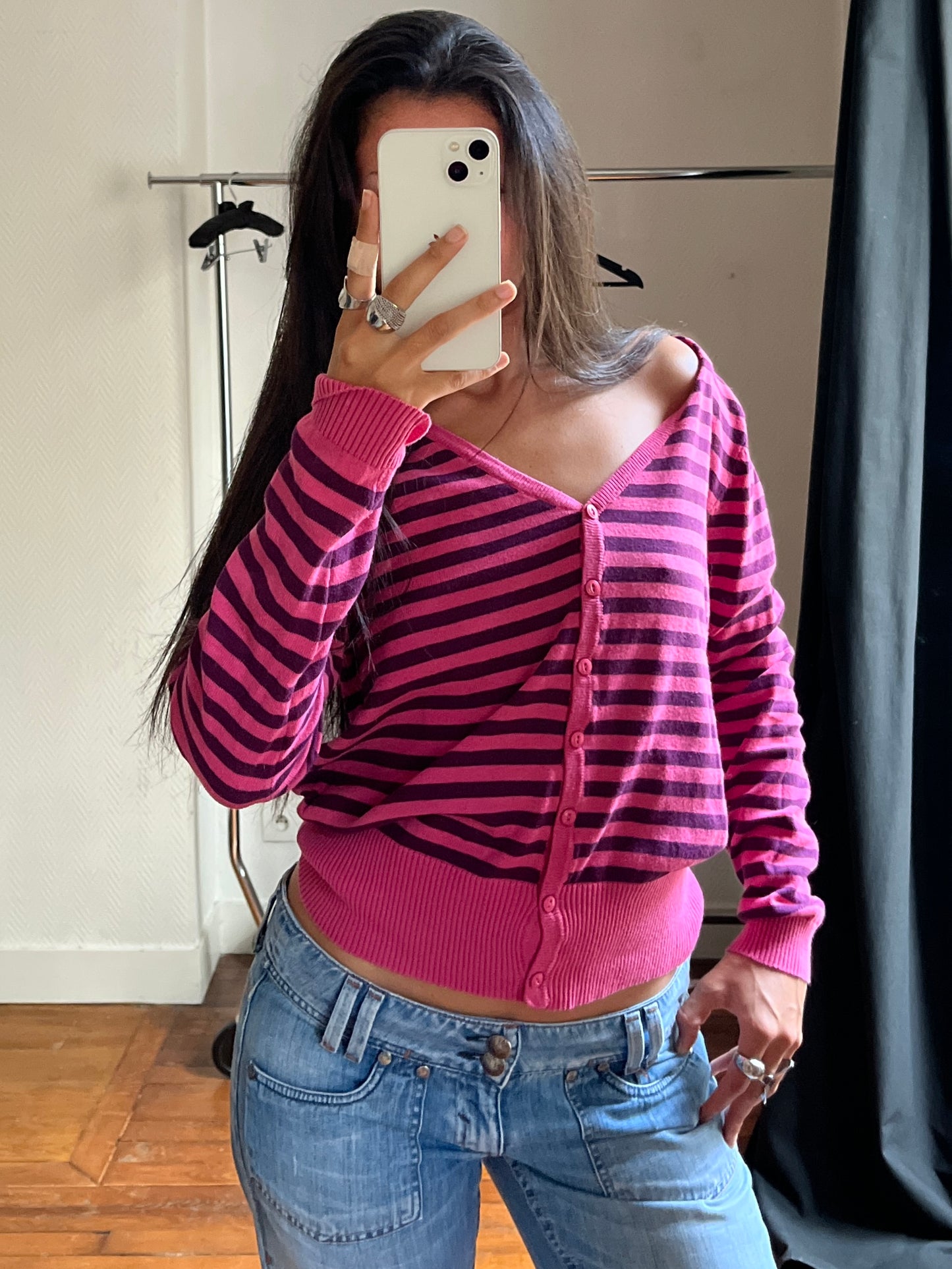 Vintage striped pink & purple cardigan