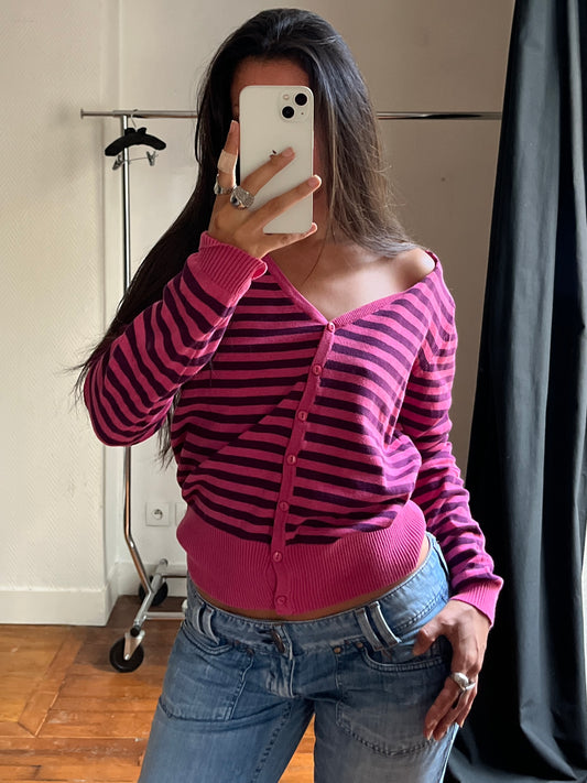 Vintage striped pink & purple cardigan