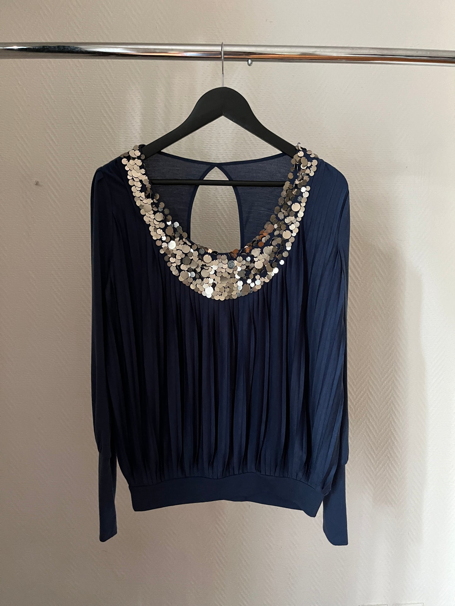 Vintage sequins marine draped top