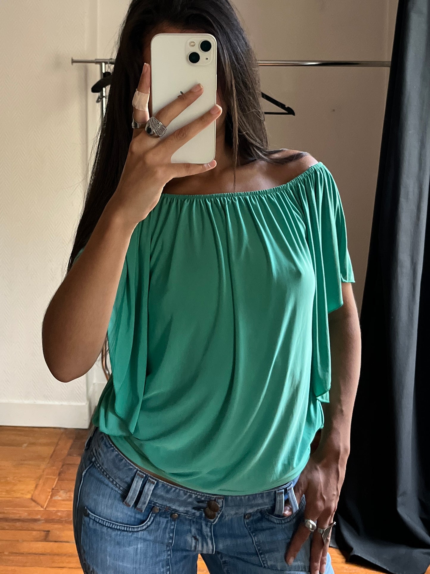 Vintage turquoise draped dress/top