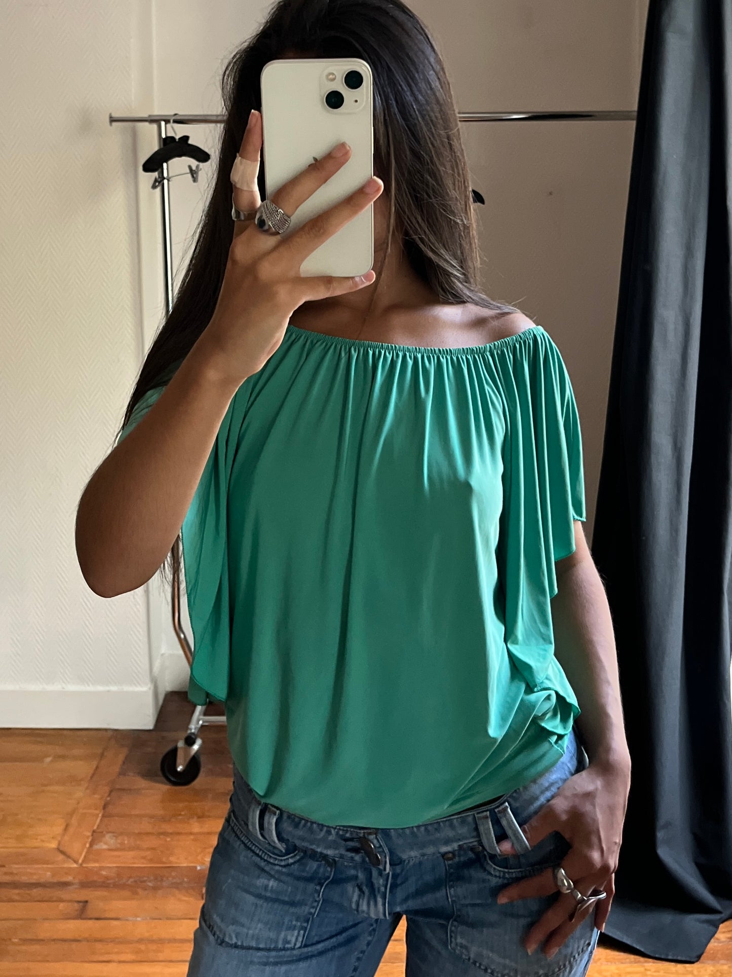 Vintage turquoise draped dress/top