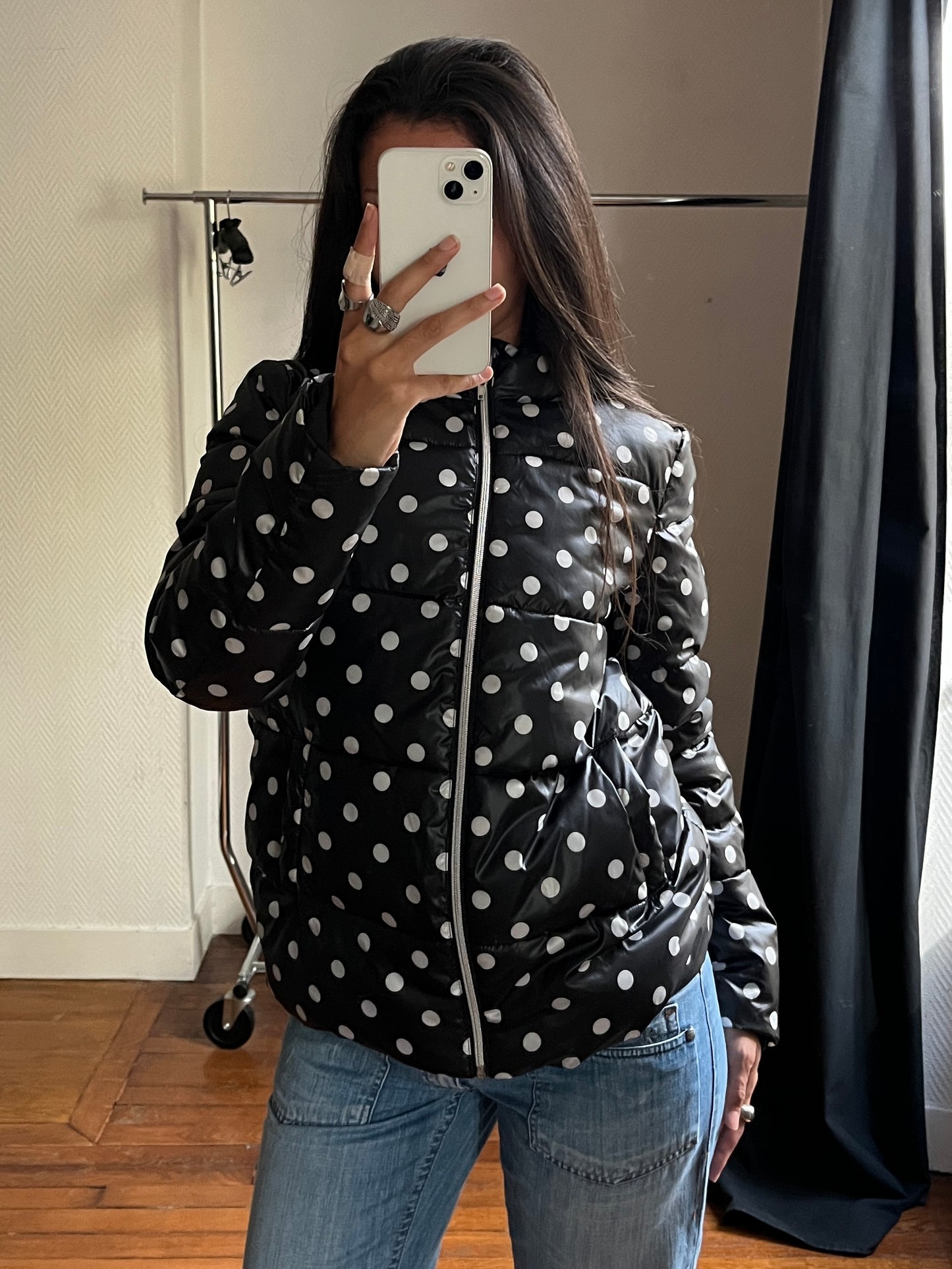 Vintage polka dot puffer jacket