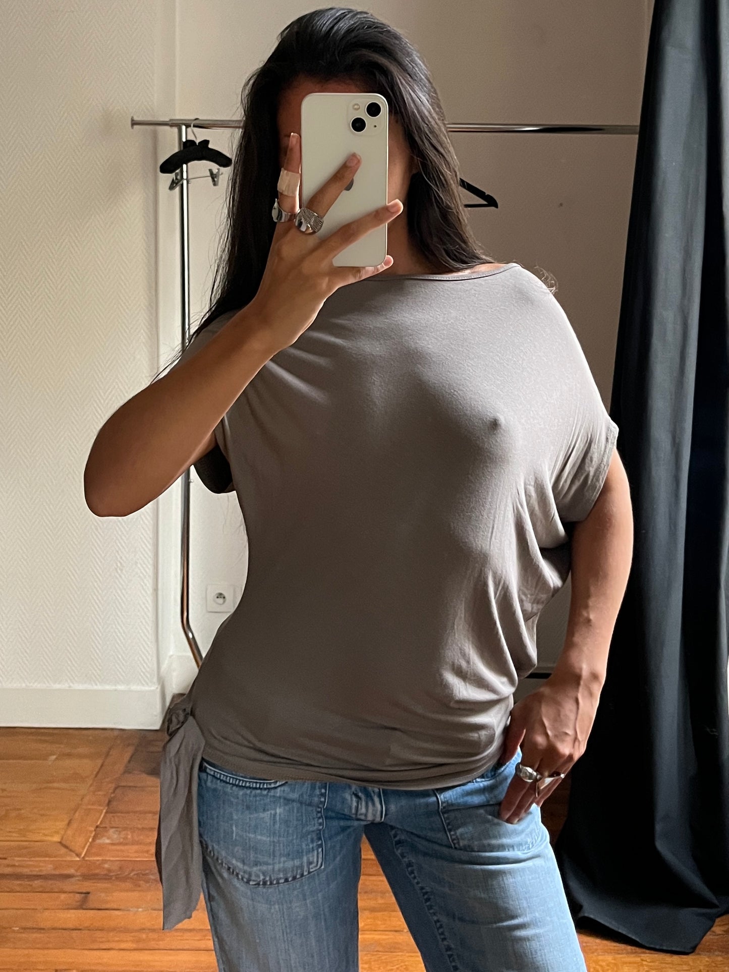 Vintage asymmetrical grey top