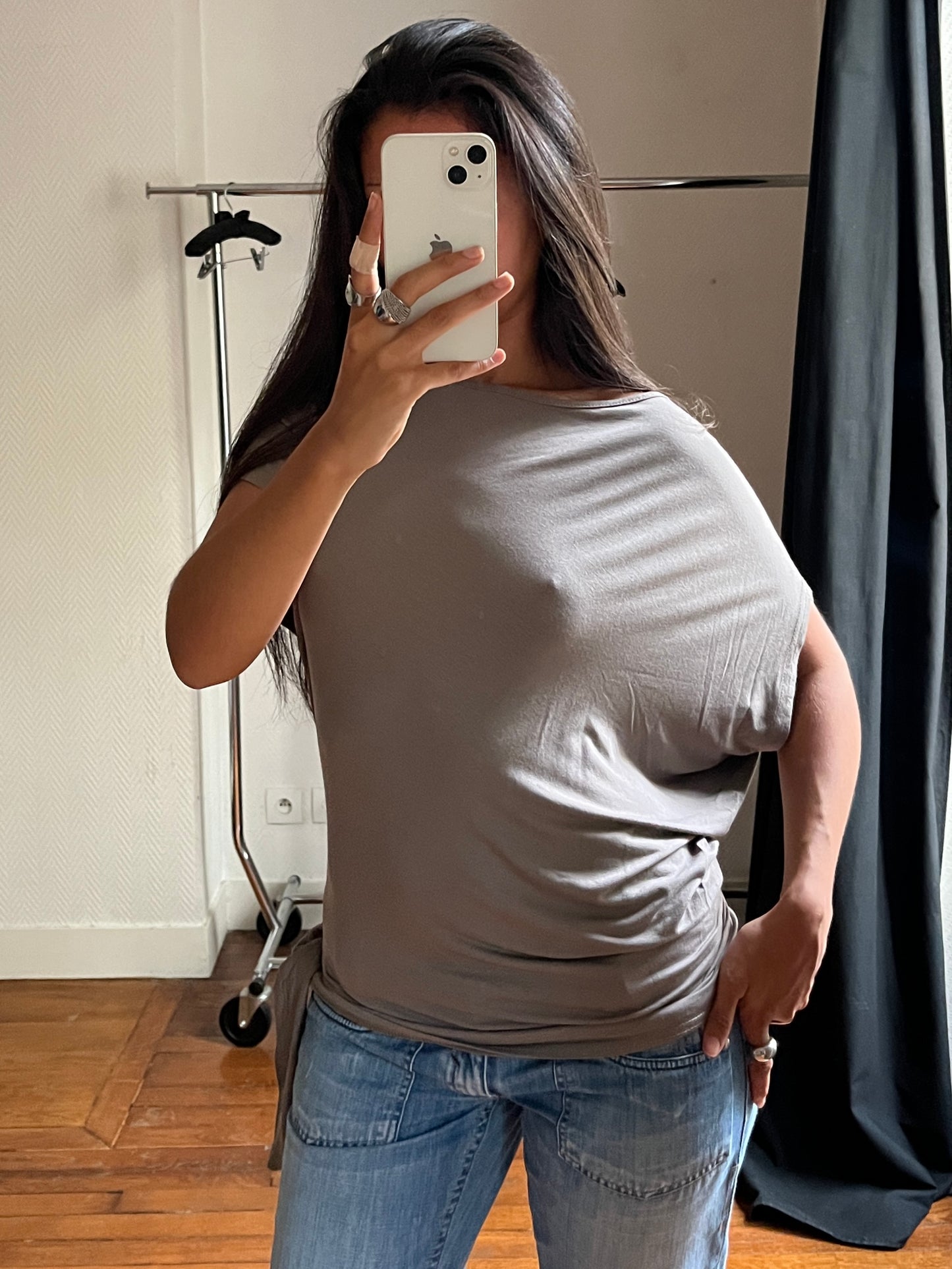 Vintage asymmetrical grey top