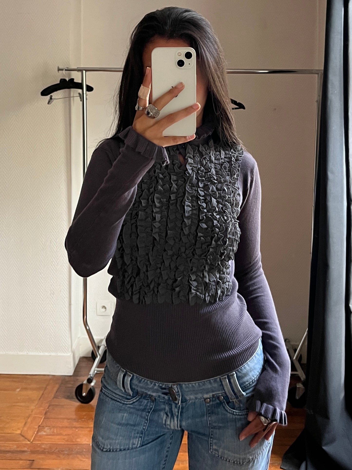 Vintage bimaterial ruched top