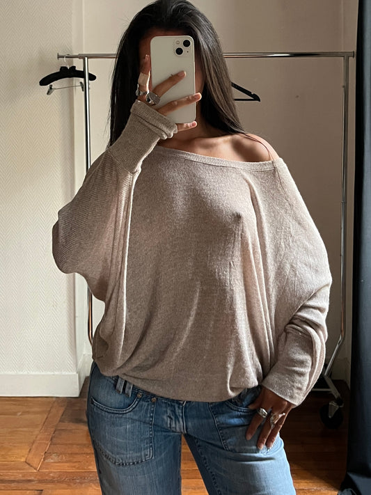 Vintage beige draped top