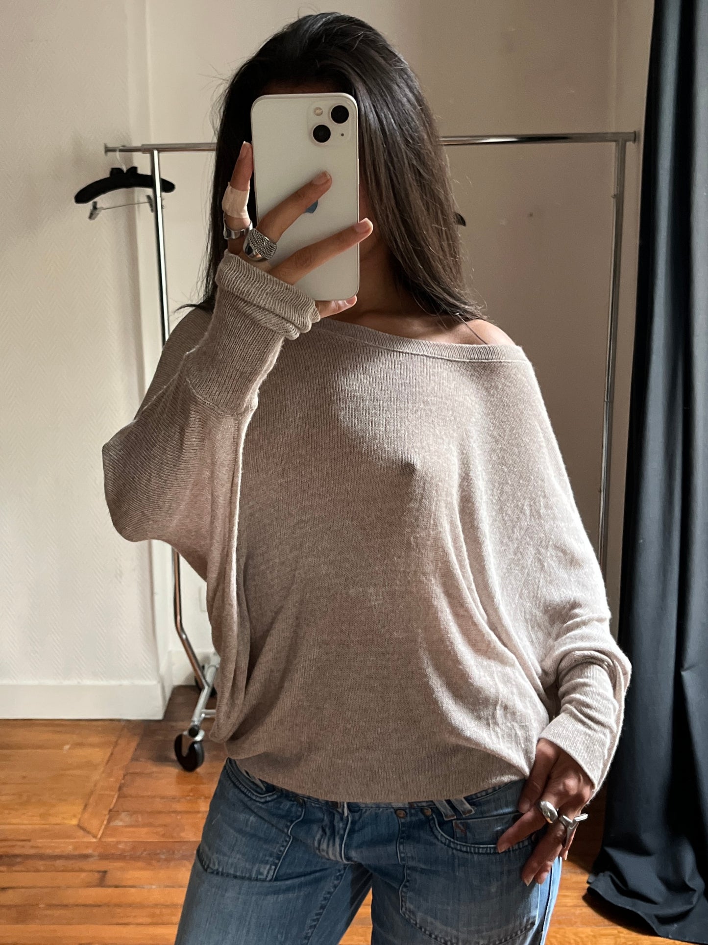 Vintage beige draped top