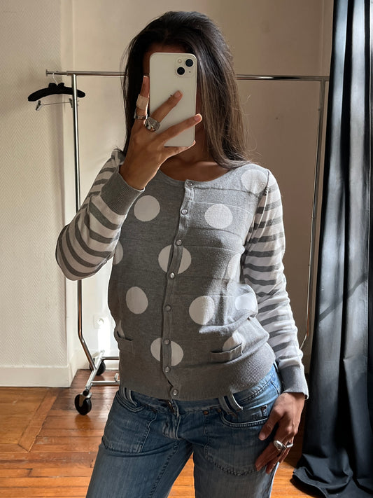 Vintage polka dot & stripes cardigan